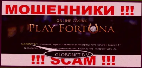 Информация о юридическом лице PlayFortuna Com, ими является компания ГЛОБОНЕТ Б.В.