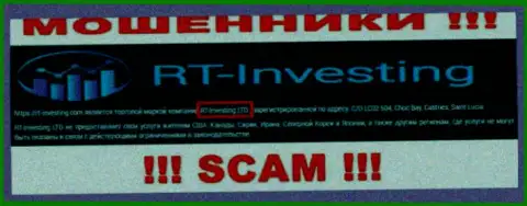 Информация об юр лице конторы RT-Investing Com, им является RT-Investing LTD