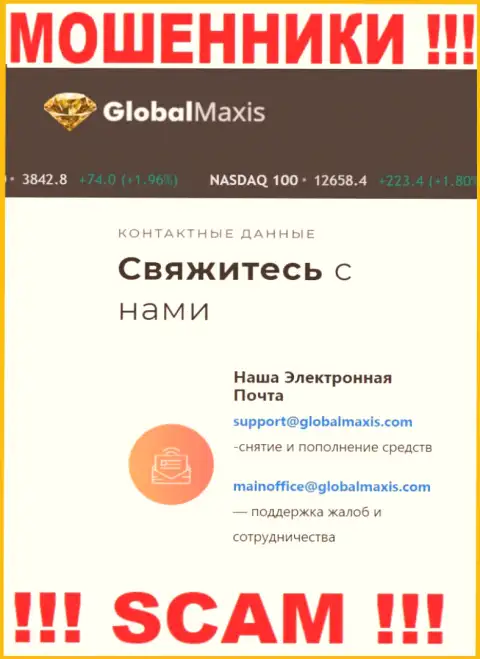 Адрес электронной почты разводил Global Maxis, который они разместили у себя на официальном web-сервисе