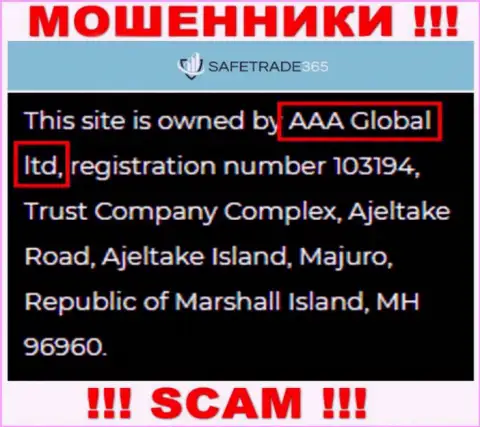 AAA Global ltd - это компания, которая управляет internet-мошенниками SafeTrade365