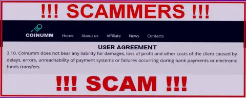 Coinumm Com swindlers aren't liable for client losses