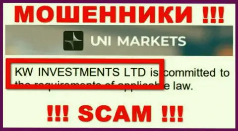 Руководителями UNIMarkets оказалась контора - KW Investments Ltd
