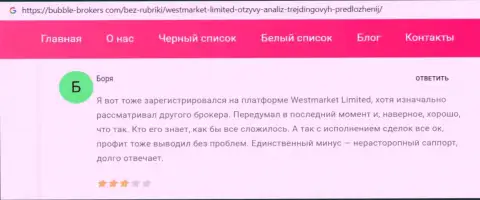 Web-сайт Bubble-Brokers Com представил сведения об форекс дилинговом центре West Market Limited