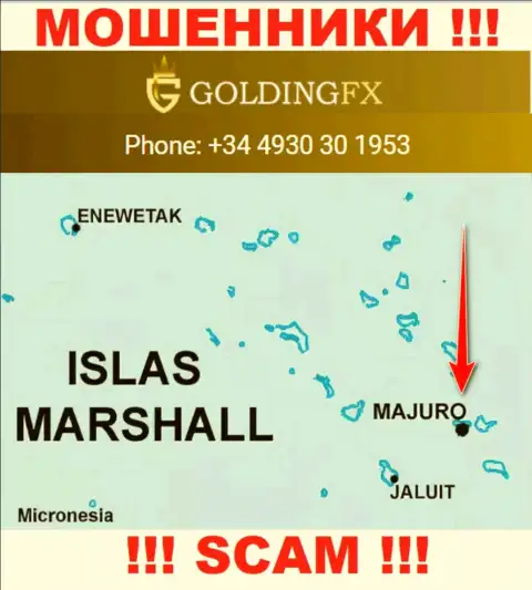 С интернет-жуликом GoldingFX весьма опасно работать, они базируются в оффшоре: Majuro, Marshall Islands