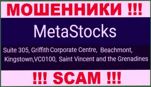 На официальном онлайн-ресурсе MetaStocks представлен адрес данной конторе - Сьюит 305, Корпоративный Центр Гриффитш, Кингстаун, VC0100, Сент-Винсент и Гренадины (оффшор)