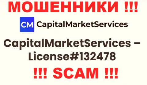 Лицензия на осуществление деятельности, которую мошенники Capital Market Services представили у себя на веб-ресурсе