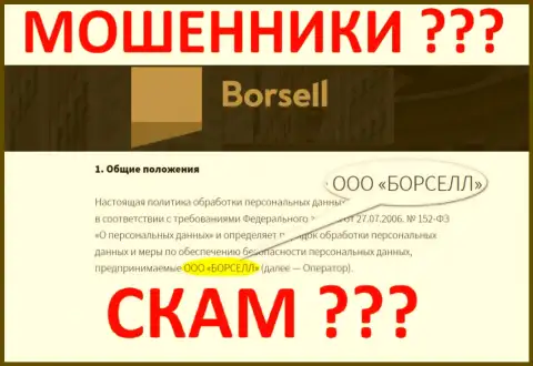 ООО БОРСЕЛЛ - это компания, которая руководит разводилами Borsell Ru