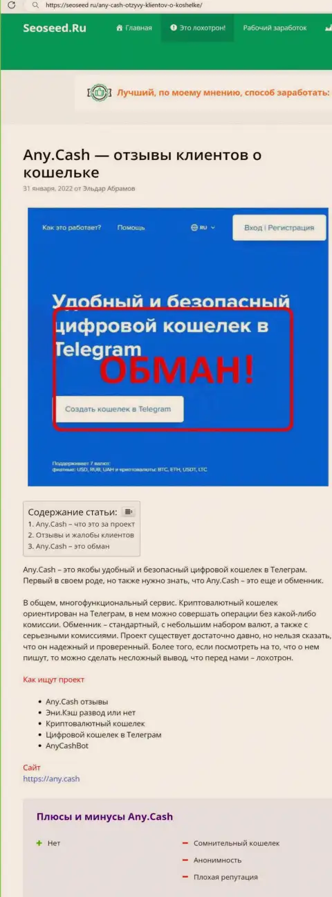 С компании Ани Кеш вернуть назад денежные активы не получится - обзор мошенников