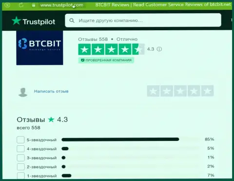 Реальная оценка качества сервиса обменного онлайн-пункта BTC Bit на онлайн-сервисе Трастпилот Ком