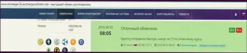 На online-сайте окчангер ру об обменном online-пункте BTCBIT Net